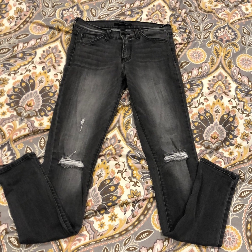 Gray wash Flying Monkey mid rise skinnies